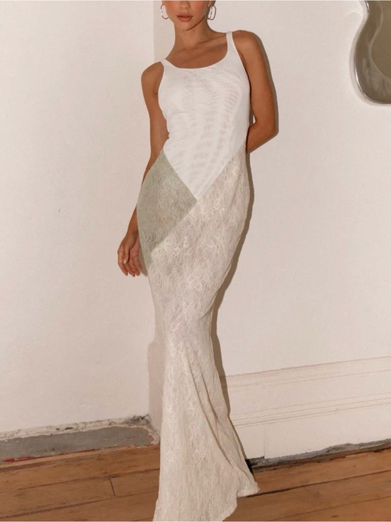 Peppermayo Dresses & Skirts - Peppermayo Twilight Dreams Maxi Dress 12 Ivory Green Lace Mesh Sheer